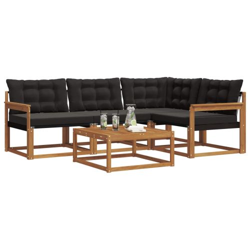 Комплект дивани за открито 5 pcs Естествено и черно