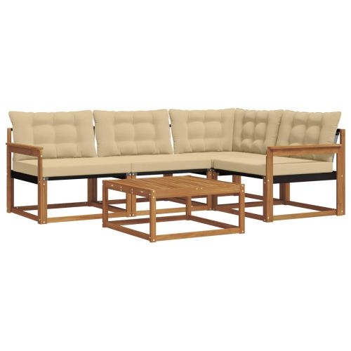 Комплект дивани за открито 5 pcs Натурален и Бежов