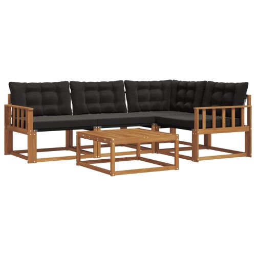 Комплект дивани за открито 5 pcs Естествено и черно