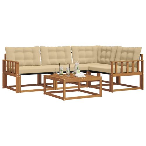 Комплект дивани за открито 5 pcs Натурален и Бежов