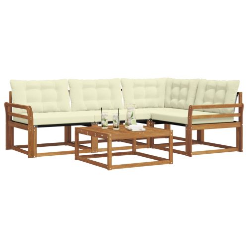 Комплект дивани за открито 5 pcs Натурален и Крема