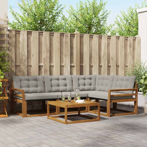 Комплект дивани за открито 5 pcs Естествено и светло сиво