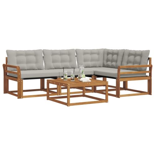 Комплект дивани за открито 5 pcs Естествено и светло сиво