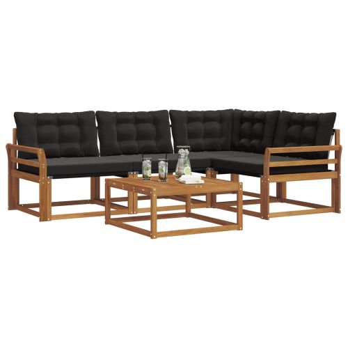 Комплект дивани за открито 5 pcs Естествено и черно