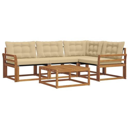 Комплект дивани за открито 5 pcs Натурален и Бежов