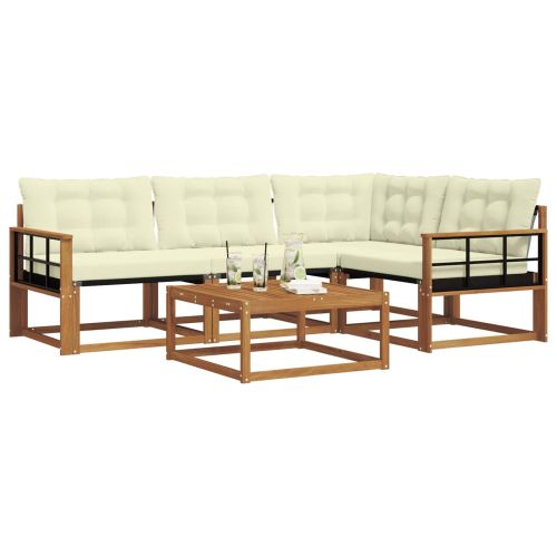 Комплект дивани за открито 5 pcs Натурален и Крема