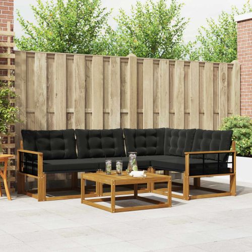 Комплект дивани за открито 5 pcs Естествено и черно