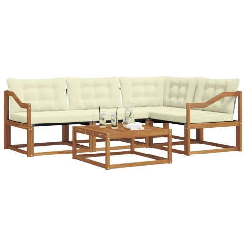 Комплект дивани за открито 5 pcs Натурален и Крема