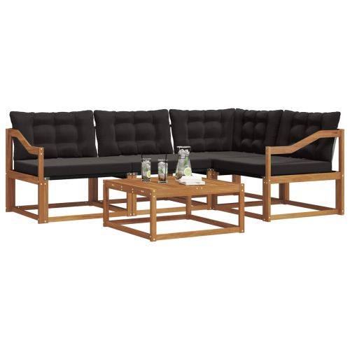 Комплект дивани за открито 5 pcs Естествено и черно