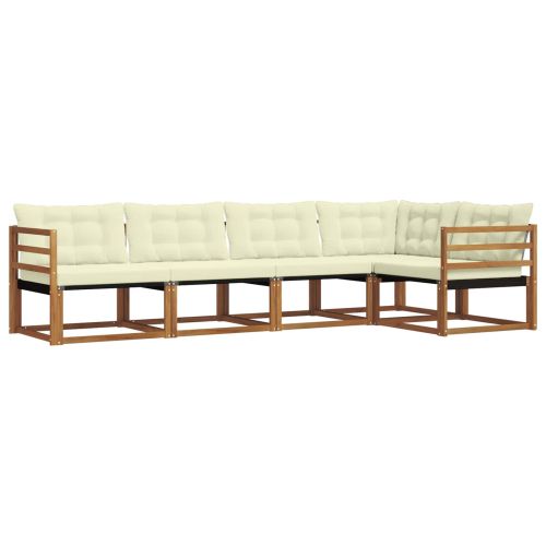 Комплект дивани за открито 5 pcs Натурален и Крема