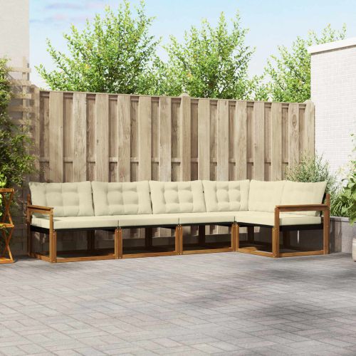 Комплект дивани за открито 5 pcs Натурален и Крема