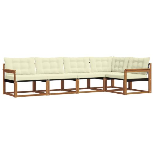 Комплект дивани за открито 5 pcs Натурален и Крема