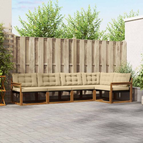 Комплект дивани за открито 5 pcs Натурален и Бежов