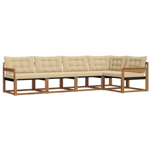 Комплект дивани за открито 5 pcs Натурален и Бежов