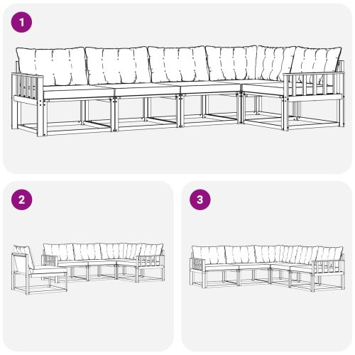 Комплект дивани за открито 5 pcs Натурален и Крема