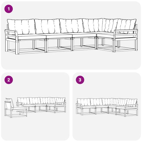 Комплект дивани за открито 5 pcs Естествено и светло сиво
