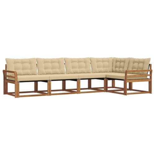 Комплект дивани за открито 5 pcs Натурален и Бежов