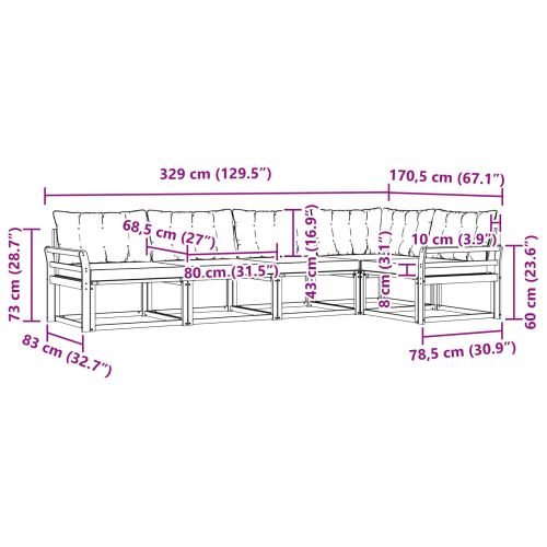 Комплект дивани за открито 5 pcs Натурален и Бежов