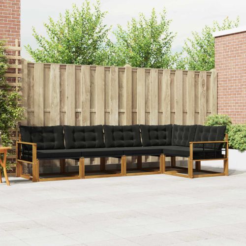 Комплект дивани за открито 5 pcs Естествено и черно