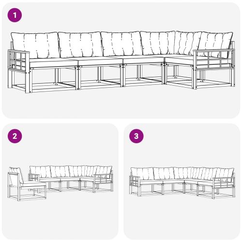 Комплект дивани за открито 5 pcs Естествено и черно