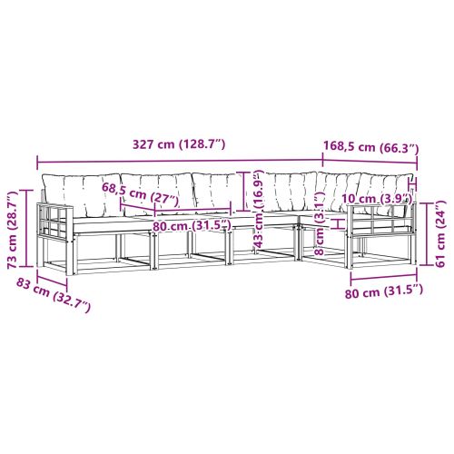 Комплект дивани за открито 5 pcs Естествено и черно