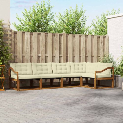 Комплект дивани за открито 5 pcs Натурален и Крема