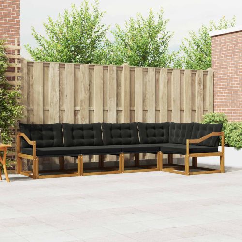 Комплект дивани за открито 5 pcs Естествено и черно