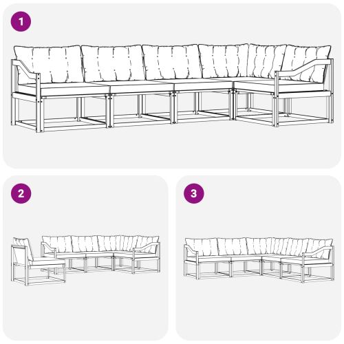 Комплект дивани за открито 5 pcs Естествено и черно