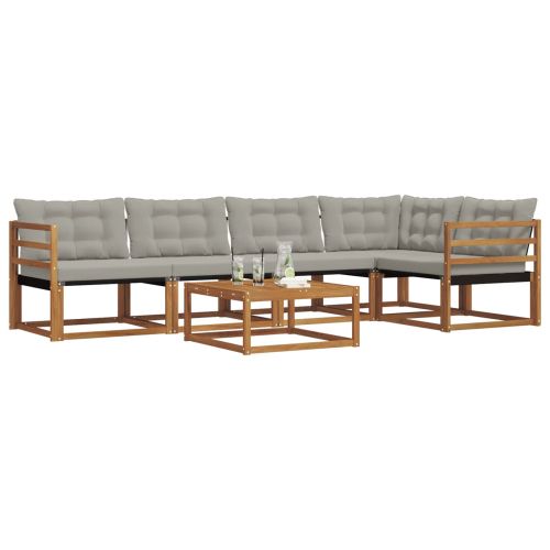 Комплект дивани за открито 6 pcs Естествено и светло сиво
