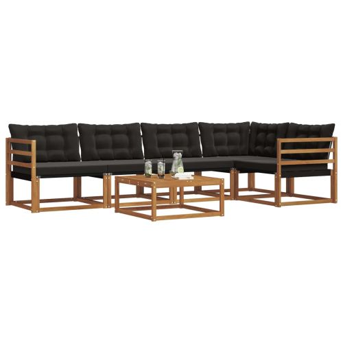 Комплект дивани за открито 6 pcs Естествено и черно