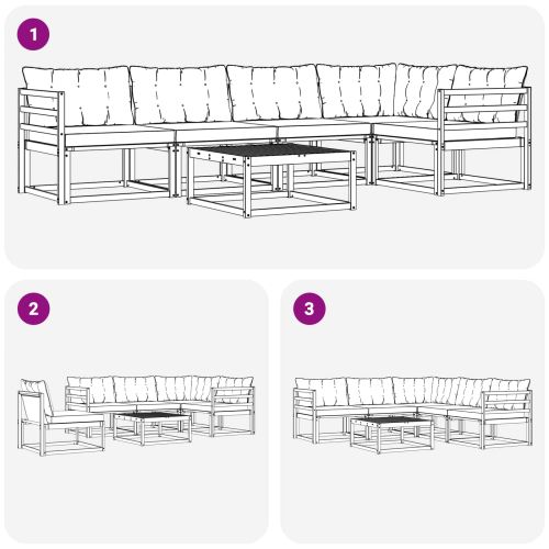 Комплект дивани за открито 6 pcs Естествено и черно