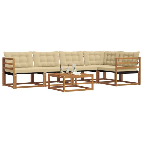 Комплект дивани за открито 6 pcs Натурален и Бежов
