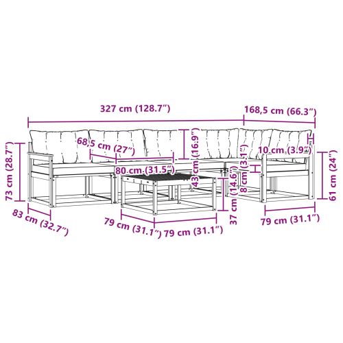 Комплект дивани за открито 6 pcs Естествено и черно
