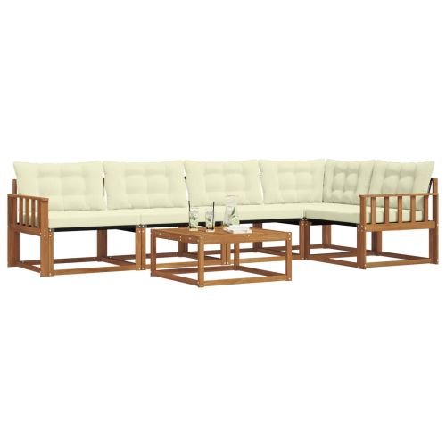 Комплект дивани за открито 6 pcs Натурален и Крема