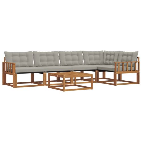 Комплект дивани за открито 6 pcs Естествено и светло сиво