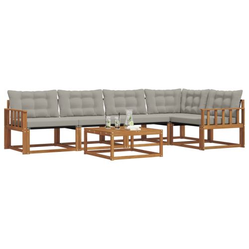 Комплект дивани за открито 6 pcs Естествено и светло сиво