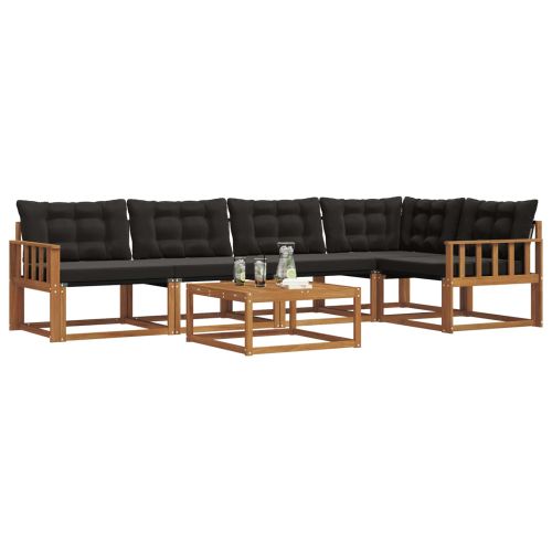 Комплект дивани за открито 6 pcs Естествено и черно