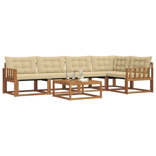 Комплект дивани за открито 6 pcs Натурален и Бежов