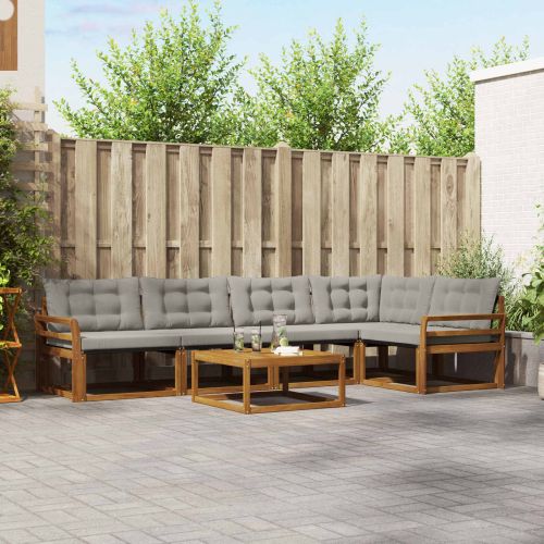 Комплект дивани за открито 6 pcs Естествено и светло сиво