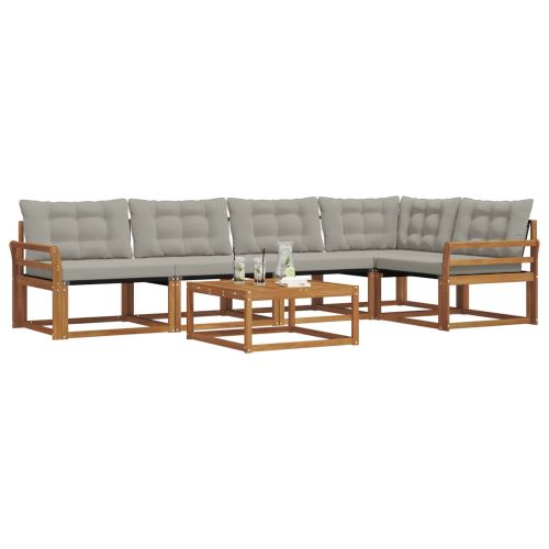 Комплект дивани за открито 6 pcs Естествено и светло сиво