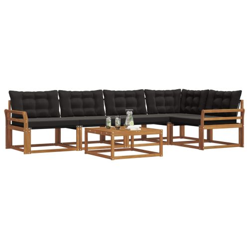 Комплект дивани за открито 6 pcs Естествено и черно