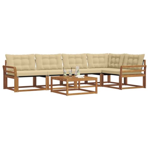 Комплект дивани за открито 6 pcs Натурален и Бежов