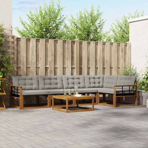 Комплект дивани за открито 6 pcs Естествено и светло сиво