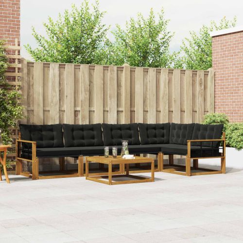 Комплект дивани за открито 6 pcs Естествено и черно