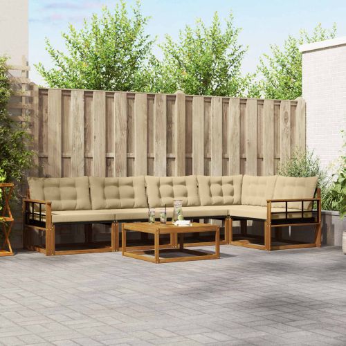 Комплект дивани за открито 6 pcs Натурален и Бежов