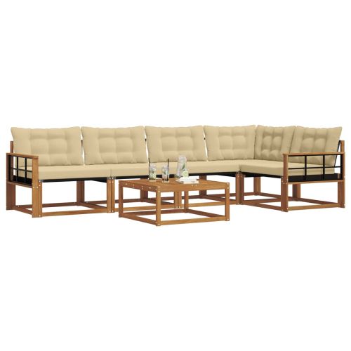 Комплект дивани за открито 6 pcs Натурален и Бежов