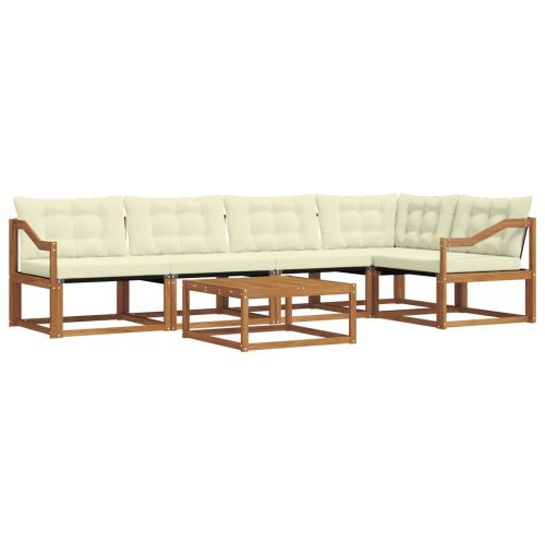Комплект дивани за открито 6 pcs Натурален и Крема