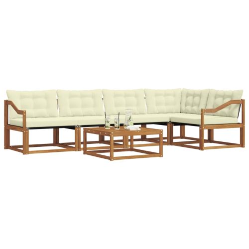 Комплект дивани за открито 6 pcs Натурален и Крема