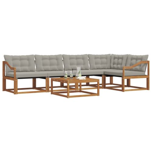 Комплект дивани за открито 6 pcs Естествено и светло сиво