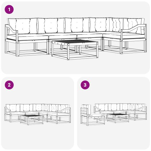 Комплект дивани за открито 6 pcs Натурален и Бежов